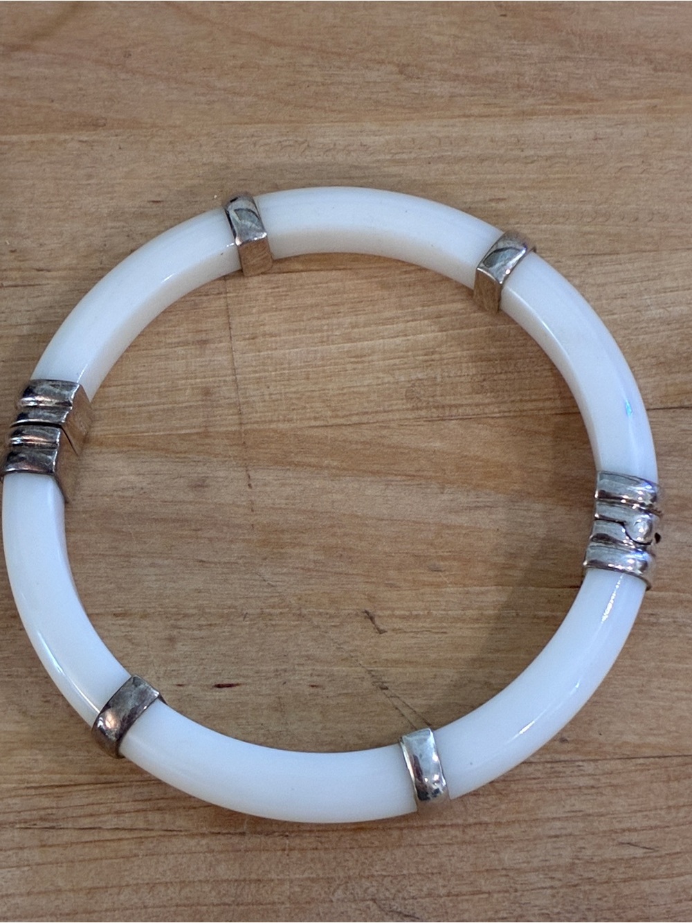 925 WK WHITNEY KELLY White Resin and Sterling  Silver 925  Bangle Bracelet